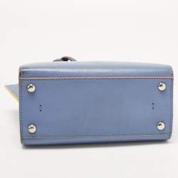 Pre Owned Fendi Deep Sky Blue Leather Multicolor Trims Mini 3Jours Tote
