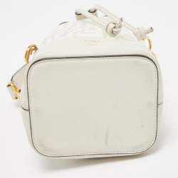 Pre Owned Fendi Off White Zucca PVC and Leather Mini Mon Tresor Bucket Bag
