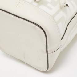 Pre Owned Fendi Off White Zucca PVC and Leather Mini Mon Tresor Bucket Bag