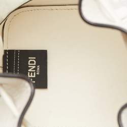Pre Owned Fendi Off White Zucca PVC and Leather Mini Mon Tresor Bucket Bag