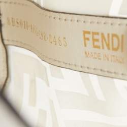 Pre Owned Fendi Off White Zucca PVC and Leather Mini Mon Tresor Bucket Bag