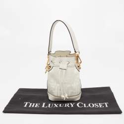 Pre Owned Fendi Off White Zucca PVC and Leather Mini Mon Tresor Bucket Bag