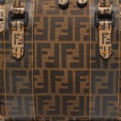 Fendi Brown Zucca Canvas and Coated Canvas Boston Bag