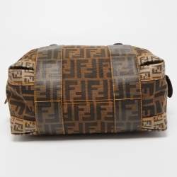 Fendi Brown Zucca Canvas and Coated Canvas Boston Bag
