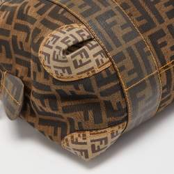 Fendi Brown Zucca Canvas and Coated Canvas Boston Bag
