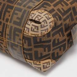 Fendi Brown Zucca Canvas and Coated Canvas Boston Bag