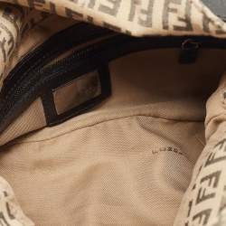 Pre Owned Fendi Black/Beige Zucchino Canvas Mama Baguette Shoulder Bag