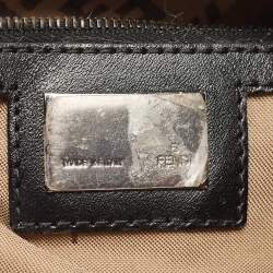 Pre Owned Fendi Black/Beige Zucchino Canvas Mama Baguette Shoulder Bag