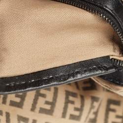 Pre Owned Fendi Black/Beige Zucchino Canvas Mama Baguette Shoulder Bag