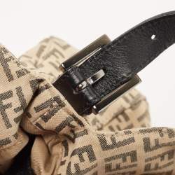 Pre Owned Fendi Black/Beige Zucchino Canvas Mama Baguette Shoulder Bag