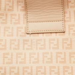 Pre Owned Fendi Beige Zucchino Coated Canvas and Leather Chiusura Hobo