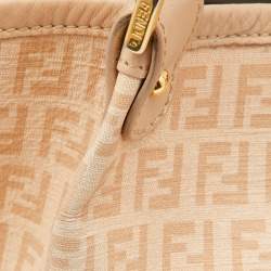 Pre Owned Fendi Beige Zucchino Coated Canvas and Leather Chiusura Hobo