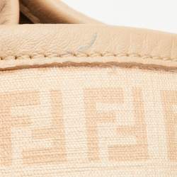 Pre Owned Fendi Beige Zucchino Coated Canvas and Leather Chiusura Hobo