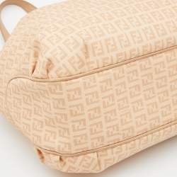 Pre Owned Fendi Beige Zucchino Coated Canvas and Leather Chiusura Hobo