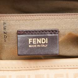 Pre Owned Fendi Beige Zucchino Coated Canvas and Leather Chiusura Hobo