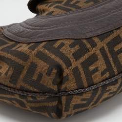 Pre Owned Fendi Brown Zucca Canvas and Leather Spy Hobo Bag