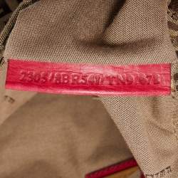 Pre Owned Fendi Magenta/Beige Zucchino Canvas and Leather Flap Shoulder Bag