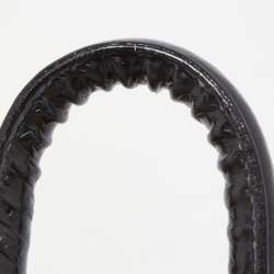 Pre Owned Fendi Black Zucca Embossed Leather Medium Forever Bauletto Boston Bag