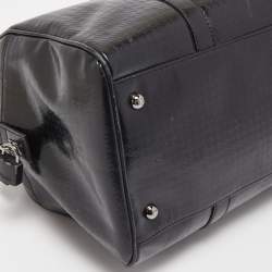 Pre Owned Fendi Black Zucca Embossed Leather Medium Forever Bauletto Boston Bag