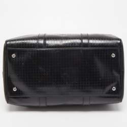 Pre Owned Fendi Black Zucca Embossed Leather Medium Forever Bauletto Boston Bag