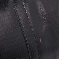 Pre Owned Fendi Black Zucca Embossed Leather Medium Forever Bauletto Boston Bag