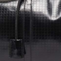 Pre Owned Fendi Black Zucca Embossed Leather Medium Forever Bauletto Boston Bag