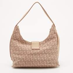 Pre Owned Fendi Beige/Pink Zucchino Canvas Sweet Hobo 