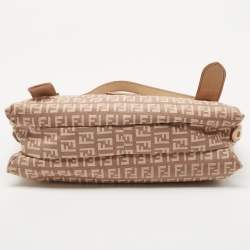 Pre Owned Fendi Beige/Pink Zucchino Canvas Sweet Hobo 