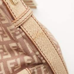 Pre Owned Fendi Beige/Pink Zucchino Canvas Sweet Hobo 