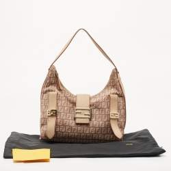 Pre Owned Fendi Beige/Pink Zucchino Canvas Sweet Hobo 