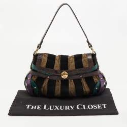 Pre Owned Fendi Multicolor Fabric and Alligator Chef Hobo