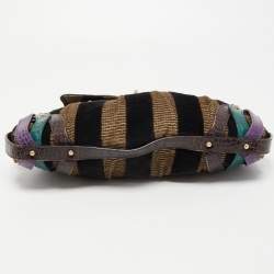 Pre Owned Fendi Multicolor Fabric and Alligator Chef Hobo