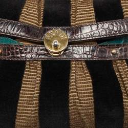 Pre Owned Fendi Multicolor Fabric and Alligator Chef Hobo