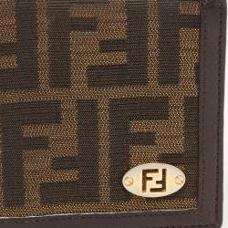 Pre Owned Fendi Tobacco Zucca Canvas and Leather FF Flap Continental Wallet