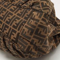 Pre Owned Fendi Tobacco Zucca Canvas and Patent Leather Mia Bag