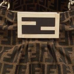 Pre Owned Fendi Tobacco Zucca Canvas and Patent Leather Mia Bag