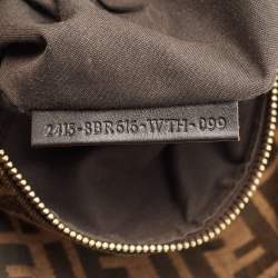 Pre Owned Fendi Tobacco Zucca Canvas and Patent Leather Mia Bag
