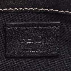 Pre Owned Fendi Metallic Dark Grey Leather Crystal Stud Tube Wallet On Chain