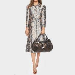 Pre Owned Fendi Bronze Textured Leather Spy Hobo
