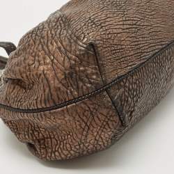 Pre Owned Fendi Bronze Textured Leather Spy Hobo