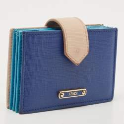 Pre Owned Fendi Tri Color Leather Gusset Card Holder