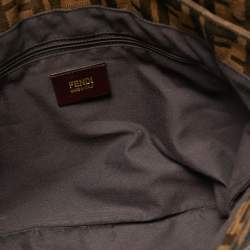 Pre Owned Fendi Tobacco Zucca Canvas and Patent Leather Mia Flap Crossbody Bag