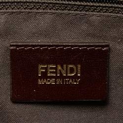 Pre Owned Fendi Tobacco Zucca Canvas and Patent Leather Mia Flap Crossbody Bag