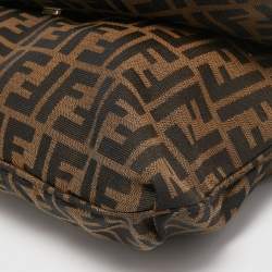 Pre Owned Fendi Tobacco Zucca Canvas and Patent Leather Mia Flap Crossbody Bag