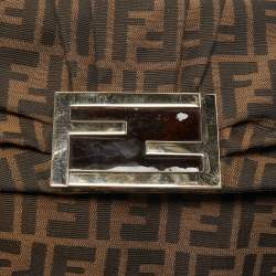 Pre Owned Fendi Tobacco Zucca Canvas and Patent Leather Mia Flap Crossbody Bag