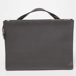 Pre Owned Fendi Grey Croc Embossed Calfhair and Leather Small Demi Jour Top Handle Bag