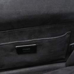 Pre Owned Fendi Grey Croc Embossed Calfhair and Leather Small Demi Jour Top Handle Bag