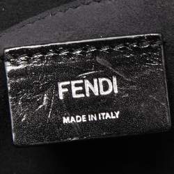 Pre Owned Fendi Grey Croc Embossed Calfhair and Leather Small Demi Jour Top Handle Bag
