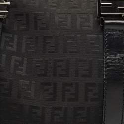Fendi Black Zucchino Fabric and Leather Small Forever Bauletto Boston Bag
