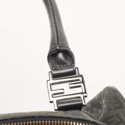 Fendi Black Zucchino Fabric and Leather Small Forever Bauletto Boston Bag